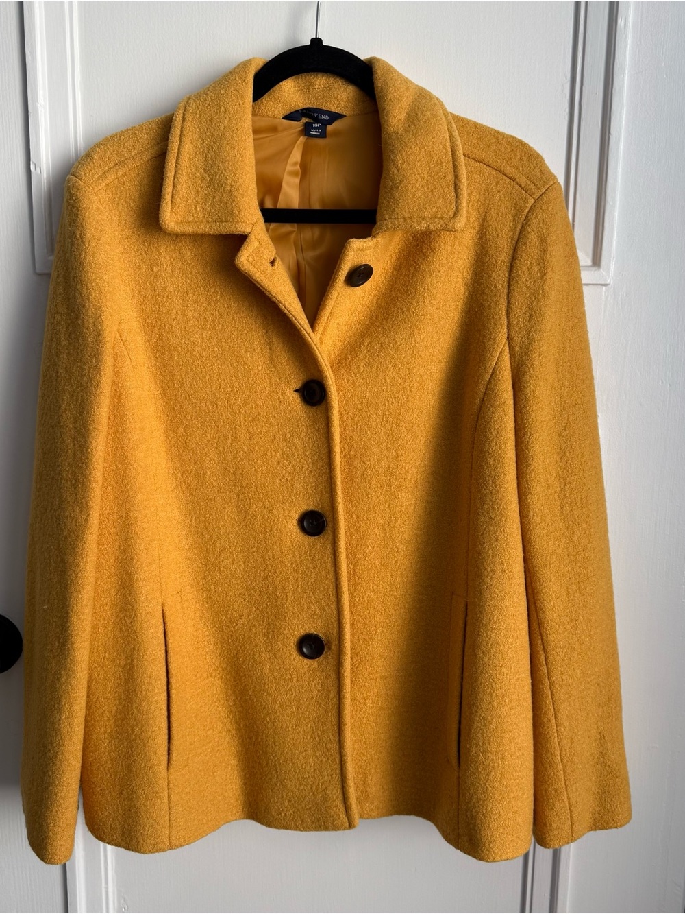 Land’s end wool blend yellow coat